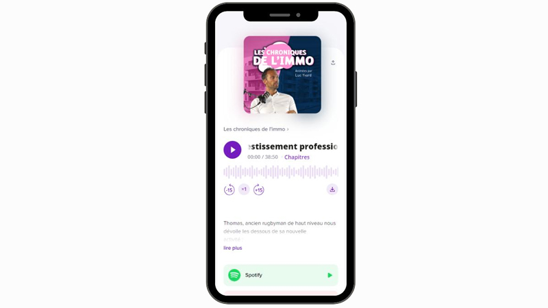 Smartphone sur le podcast audio les chroniques de l'immo de Proj'immo, réalisé par SVD Studio