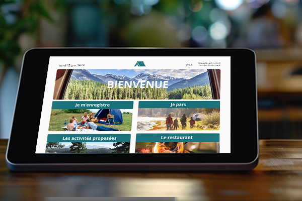 Tablette interactive pour accueil client dans les campings