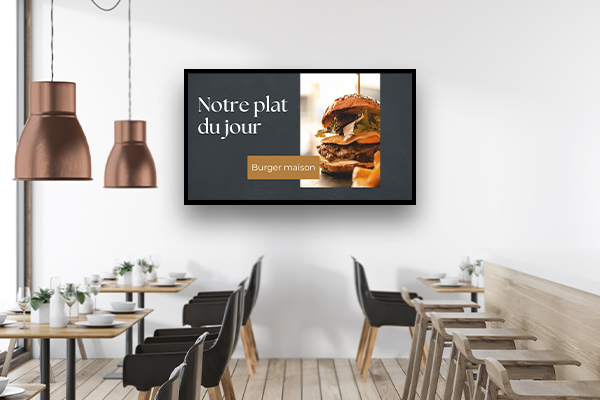 Affichage dynamique CHR : plat du jour écran dans un restaurant