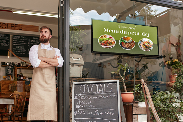 Affichage dynamique - Hôtellerie/Restauration : Écran vitrine restaurant