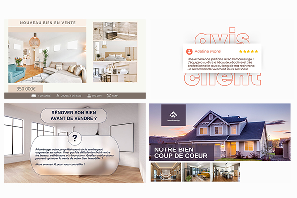 Affichage dynamique agence immobilière : Contenus d'affichage dynamique pour une agence immobilière
